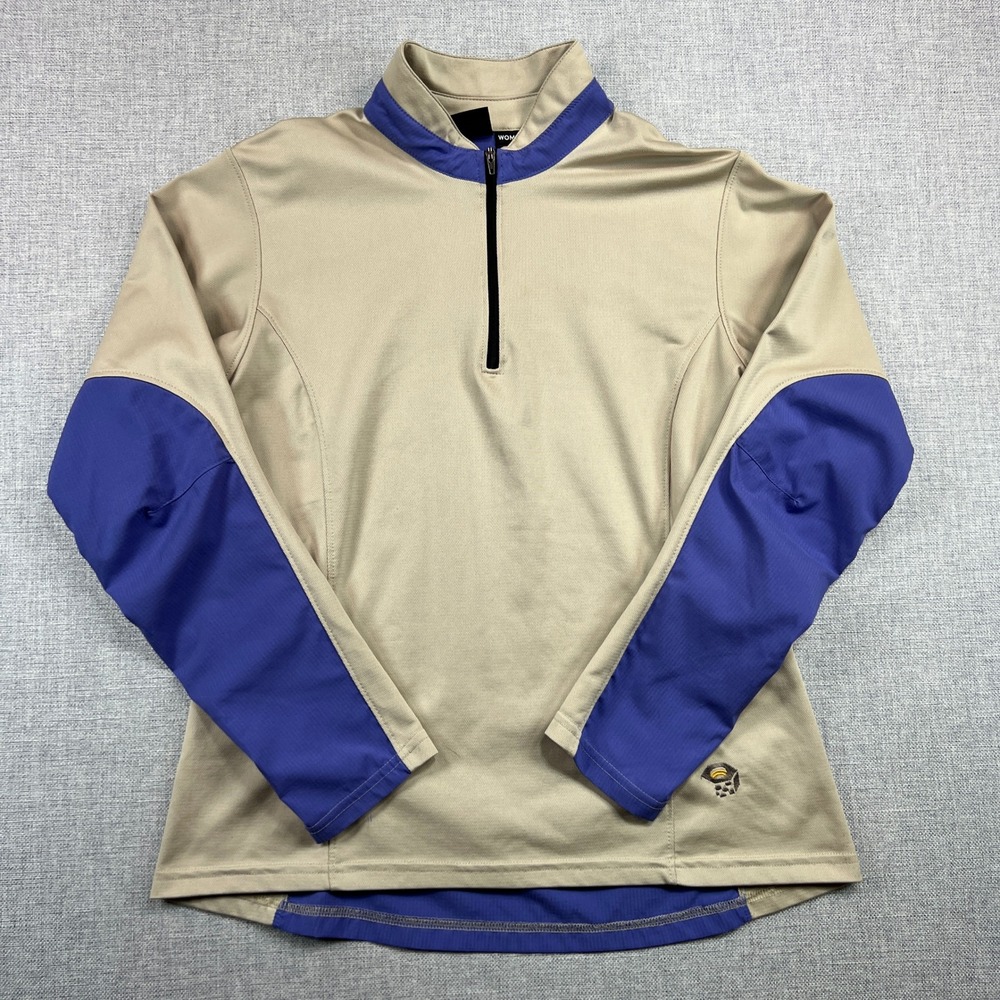 Vintage Mountain Hardwear Womens M 1/4‎ Zip Pullover Beige Purple USA Made Y2K